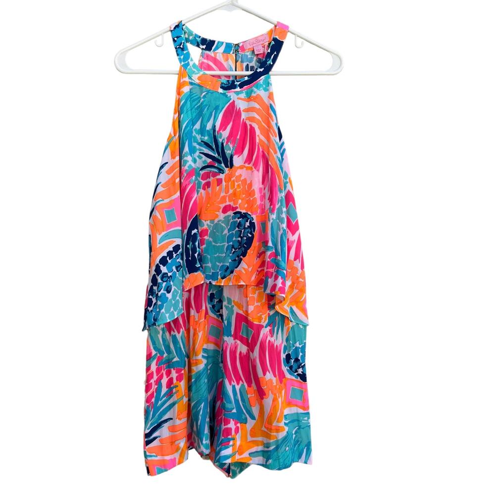 NEW Lilly Pulitzer Sleeveless Halter Edona Romper in Goombay Smashed Women's 2